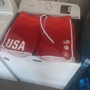 Hurley Men's Red Phantom USA Olympic Team Board Surf Swim Shorts Size 38